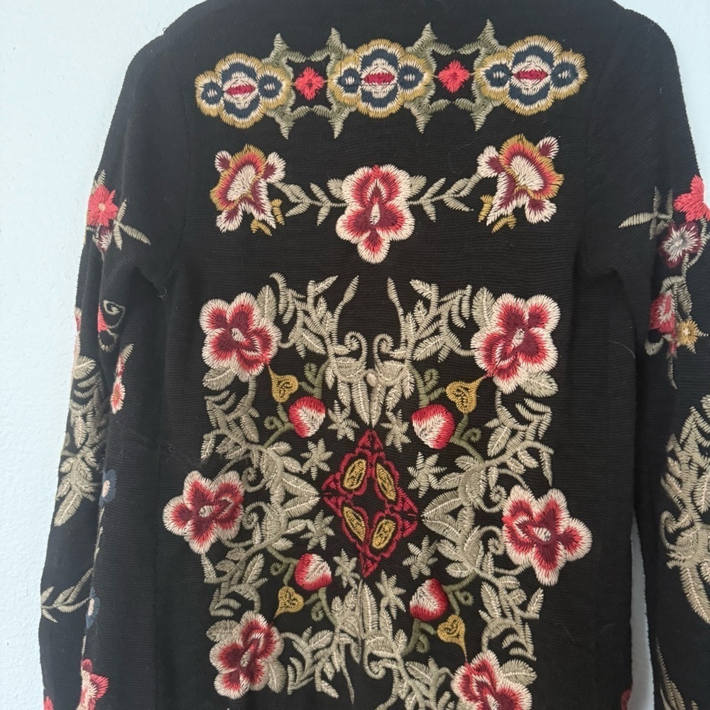 Johnny Was Floral Embroidered Black Cardigan size S - Picture 11 of 14